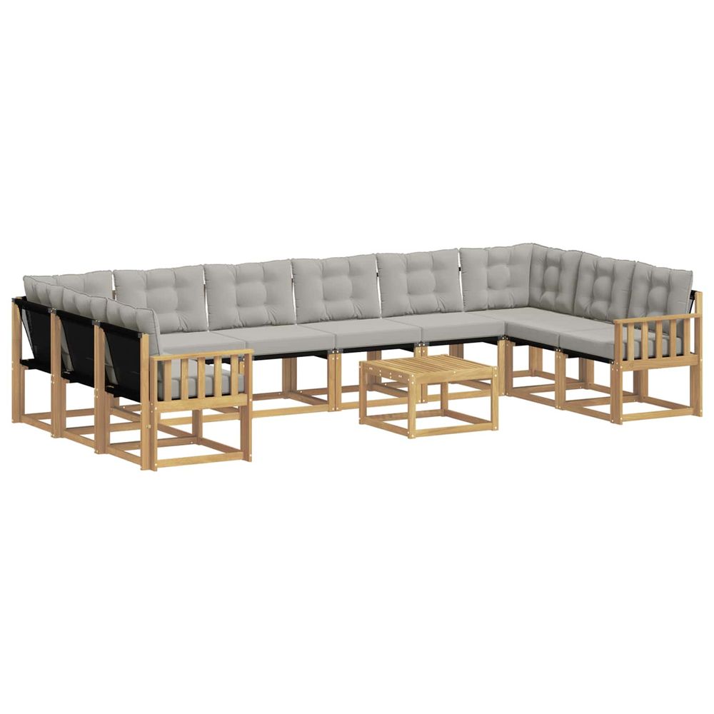 Ensemble de canapés d'extérieur 11 pc blanc et gris clair