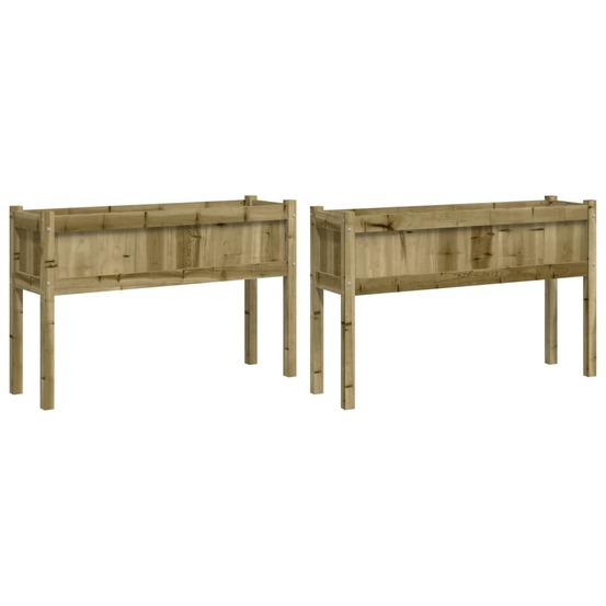 Jardinières 2 pcs avec pieds bois de pin imprégné