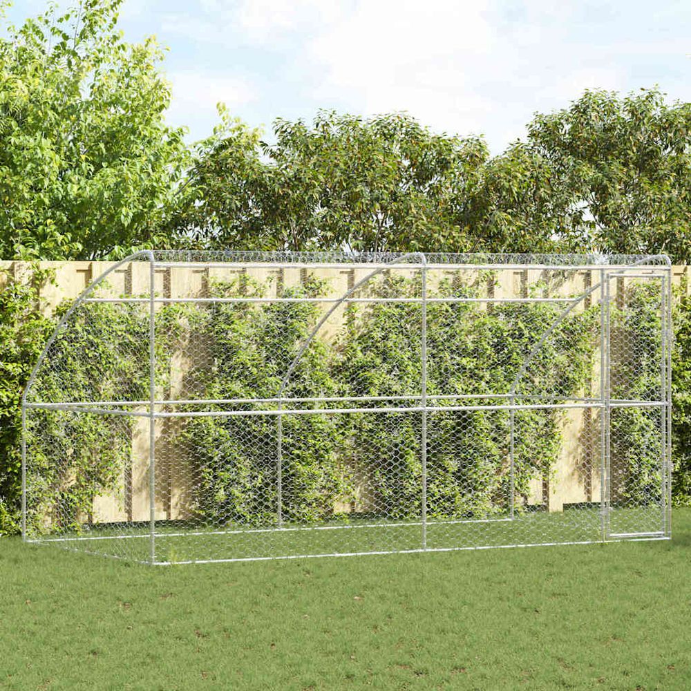Parc chien acier toit ventilé extérieur 4m argent