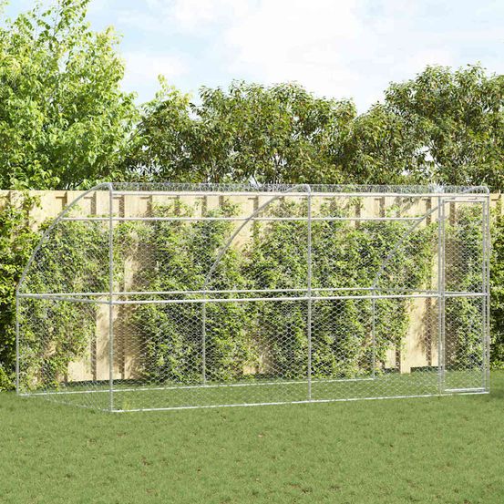 Parc chien acier toit ventilé extérieur 4m argent
