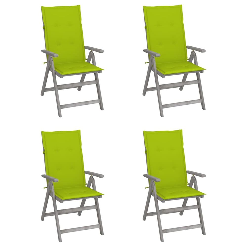 Chaises inclinables de jardin lot de 4 et coussins bois acacia
