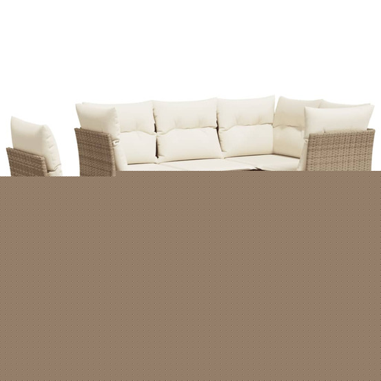 Salon de jardin avec coussins 5 pcs beige résine tressée