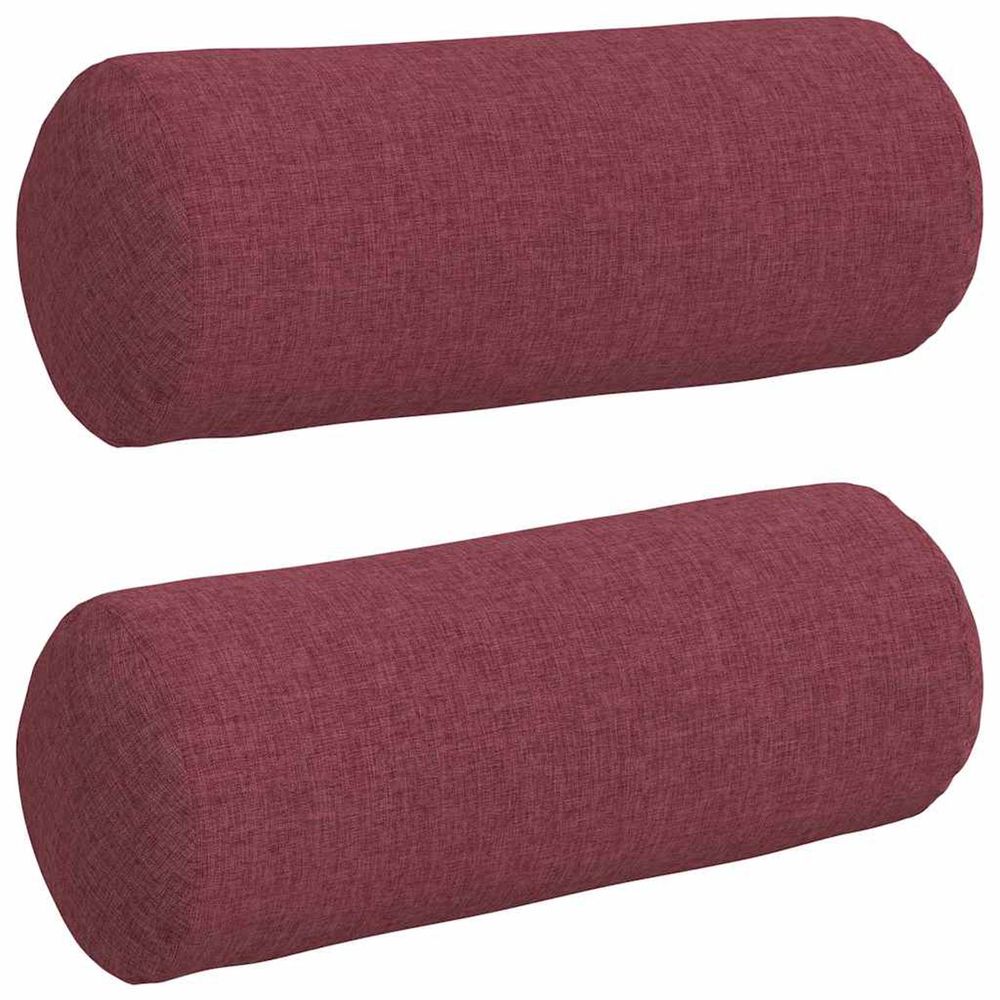 Coussins d'accent 2 pc tissu bordeaux ø 15 x 40 cm