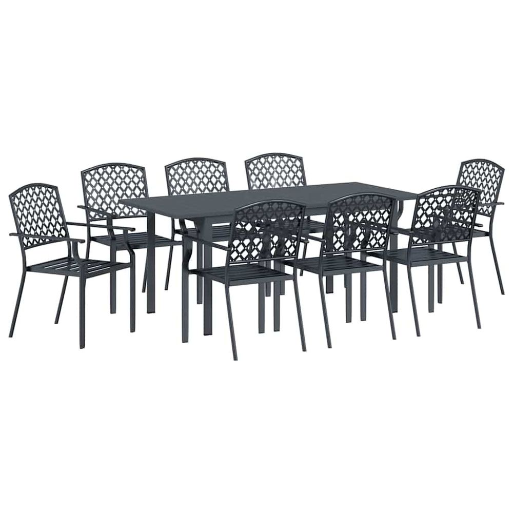 Ensemble de salle à manger pour jardin 9 pc anthracite