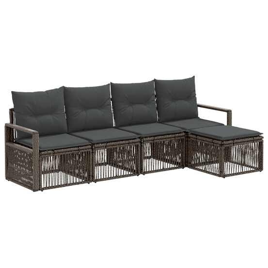 Ensemble de canapé de jardin 4 pcs gris polyrotin