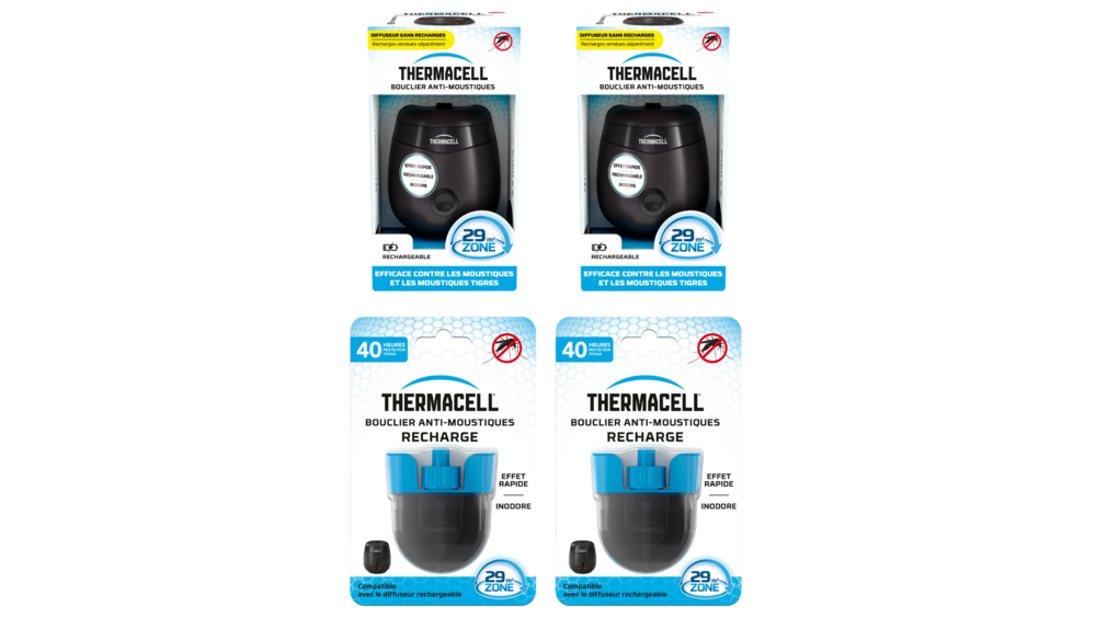 2 appareils anti moustiques & moustiques tigres + 2 recharges 40h- bouclier 29m² - rechargeable - inodore the55noir2