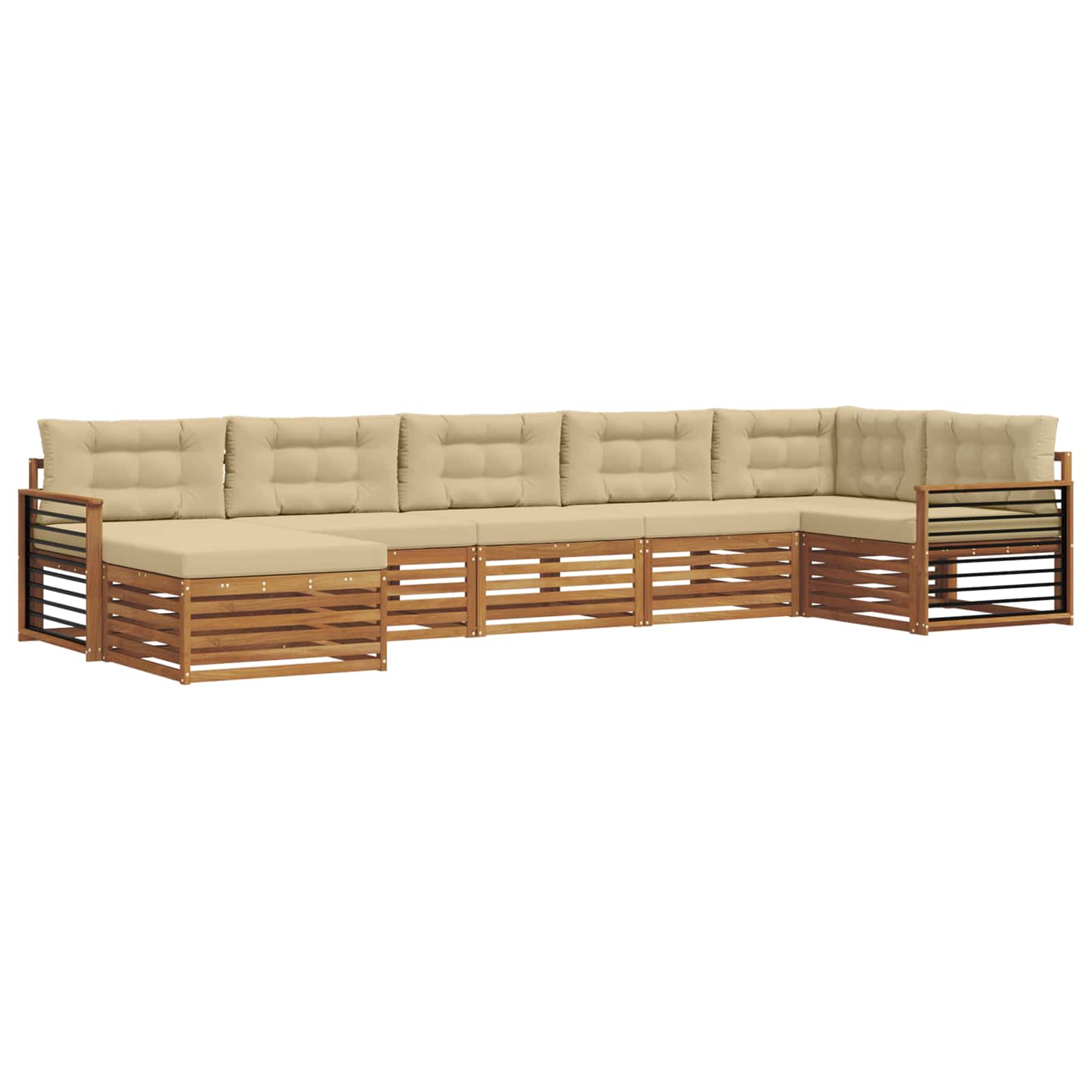 Ensembles de canapés avec coussin 7 pcs naturel et beige