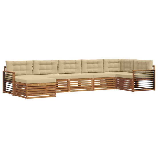 Ensembles de canapés avec coussin 7 pcs naturel et beige