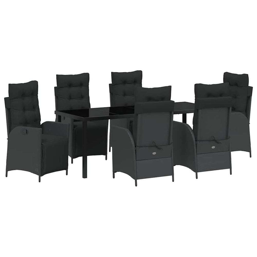 Ensemble de salle à manger pour jardin 7 pc noir polyrotin