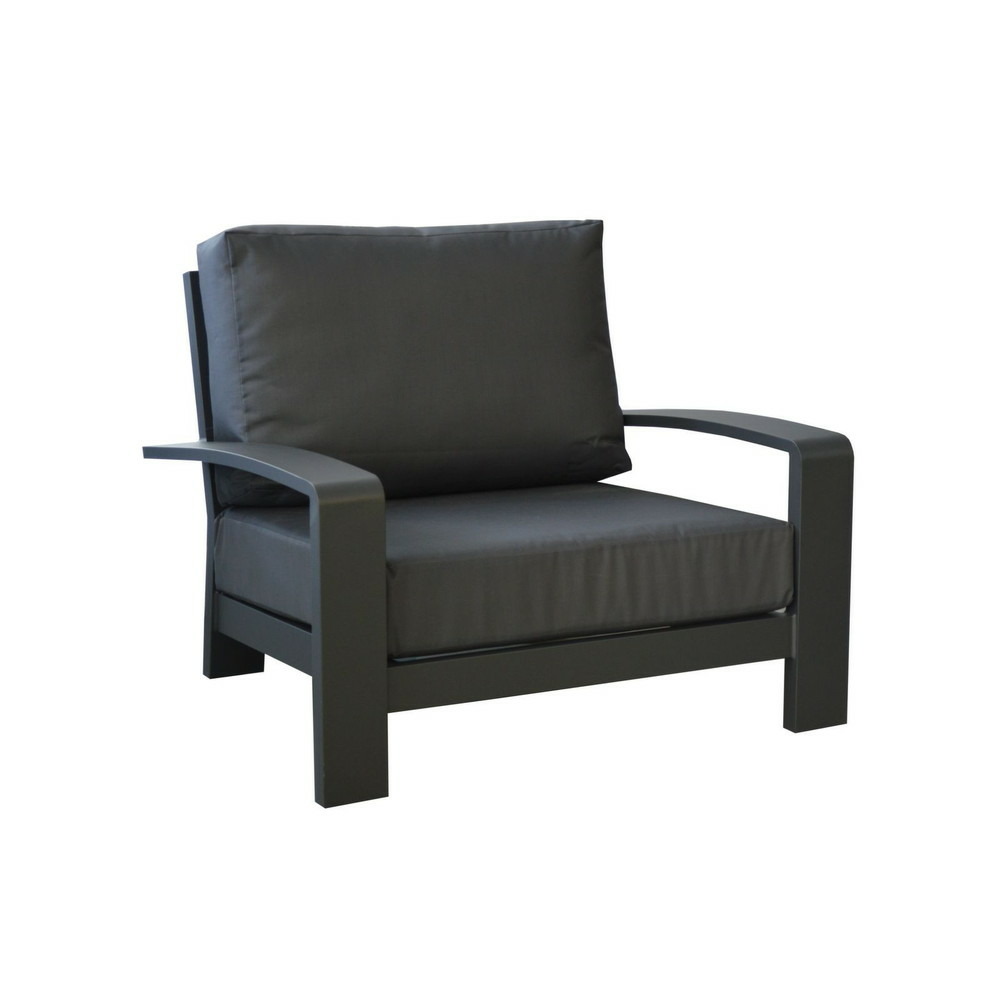 Lot de 2 fauteuils cordouan sofa  graphite avec coussin sunbrella - aluminium