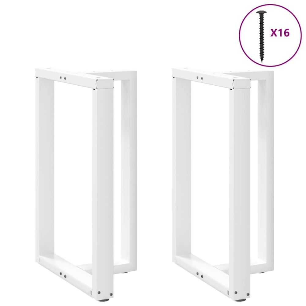 Pieds de table de bar en t, 2 pièces, blanc, 60 x 35 x (90-91) cm, acier