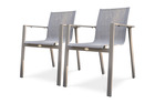 Zahara - lot de 2 fauteuils de jardin en aluminium et toile plastifiée taupe