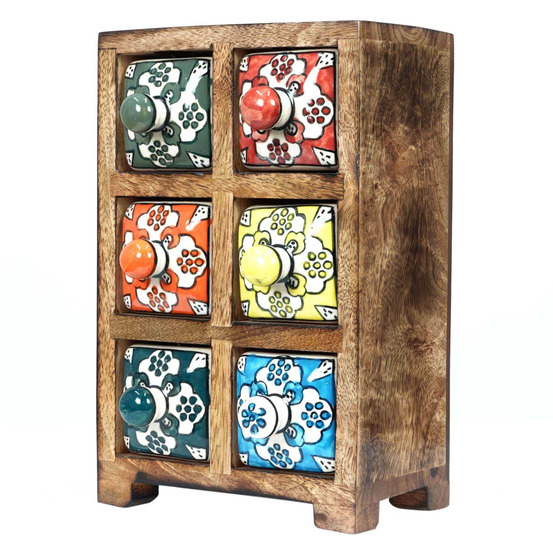 Petit meuble de rangement 6 tiroirs colorés