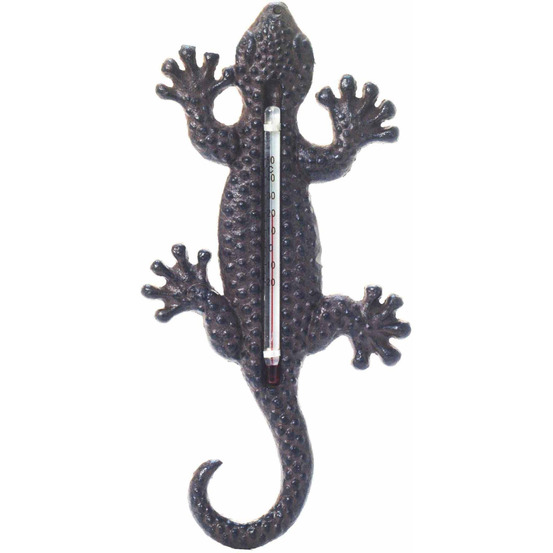 Thermomètre lézard en fonte 10.5 x 1 x 21.5 cm