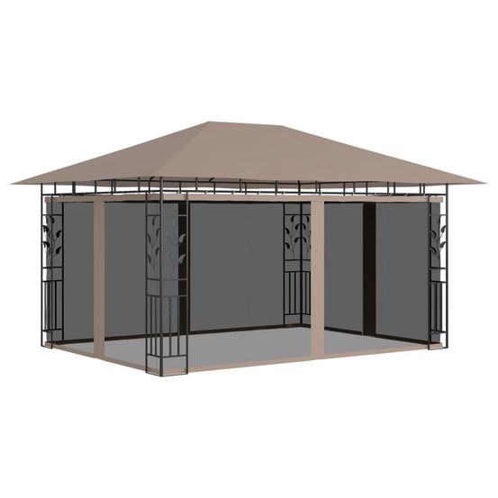 Belvédère avec moustiquaire 4x3x2,73 m taupe 180 g/m²