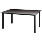 Table de jardin noir 150 x 90 x 74 cm aluminium et verre
