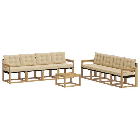 Ensemble de canapés d'extérieur 9 pc blanc et beige