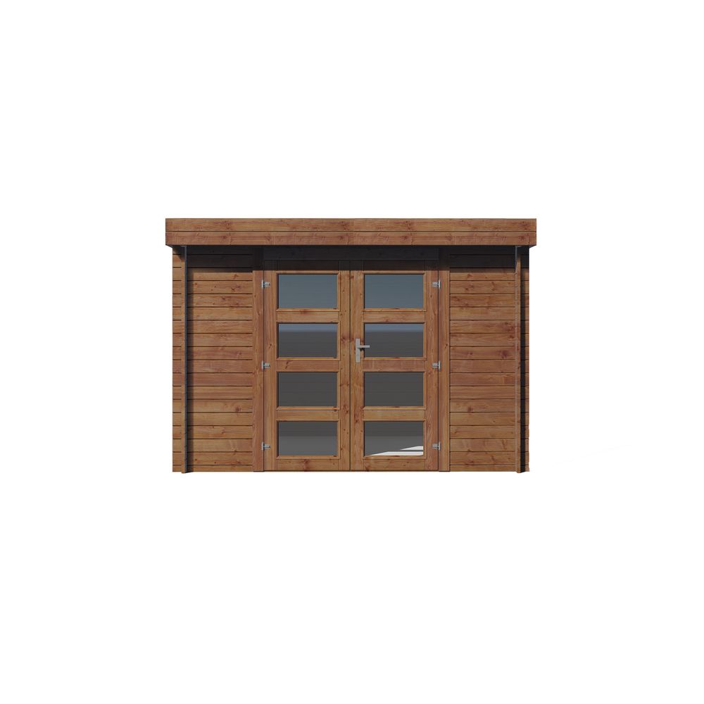 Abri de jardin en bois traité, surface utile 7.5m², 298x298cm, ep 28 mm, INT024