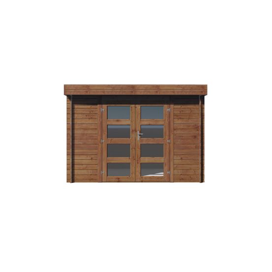 Abri de jardin en bois traité, surface utile 7.5m², 298x298cm, ep 28 mm, INT024