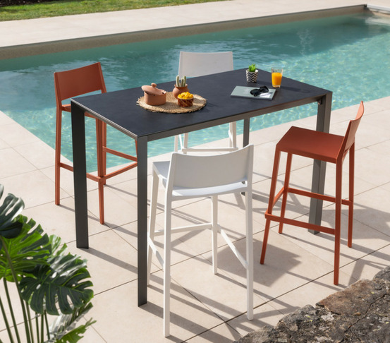 Ensemble de bar - 4 personnes - blanc et terracotta - almaos