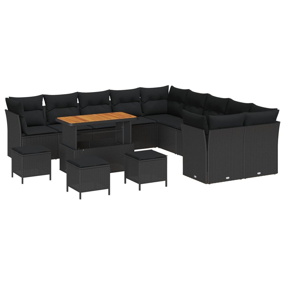Ensemble de canapé de jardin 14 pc noir polyrotin