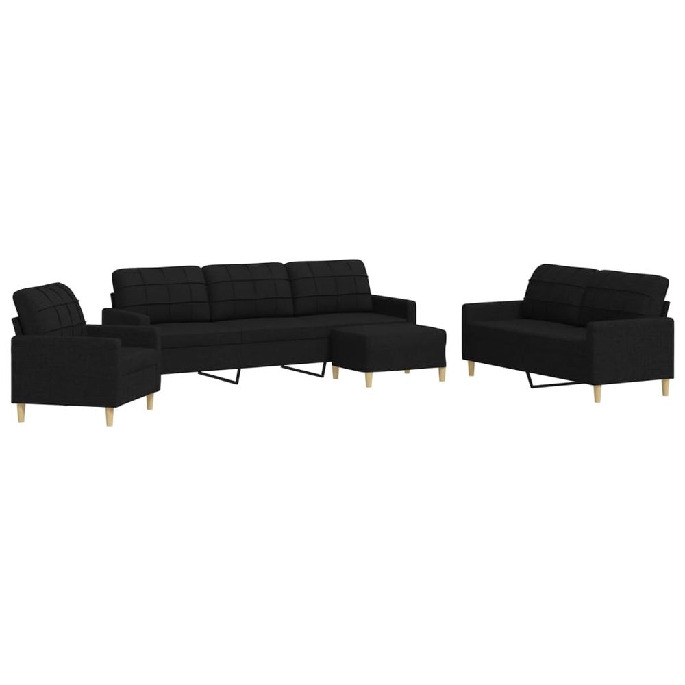 Ensemble de canapés 4 pcs avec repose-pied noir tissu