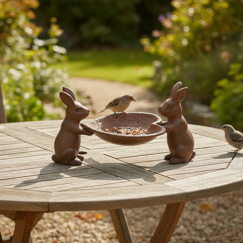 Mangeoire fonte cœur support lapin 28x15x15cm