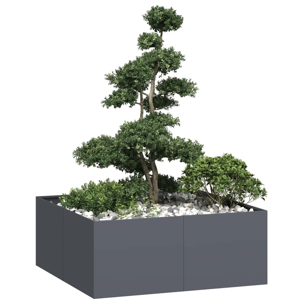 Grand carré potager surélevé acier anthracite 100x100x40 cm