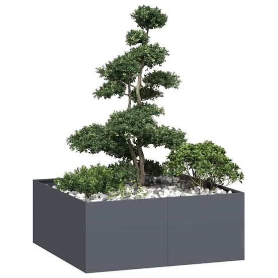 Grand carré potager surélevé acier anthracite 100x100x40 cm