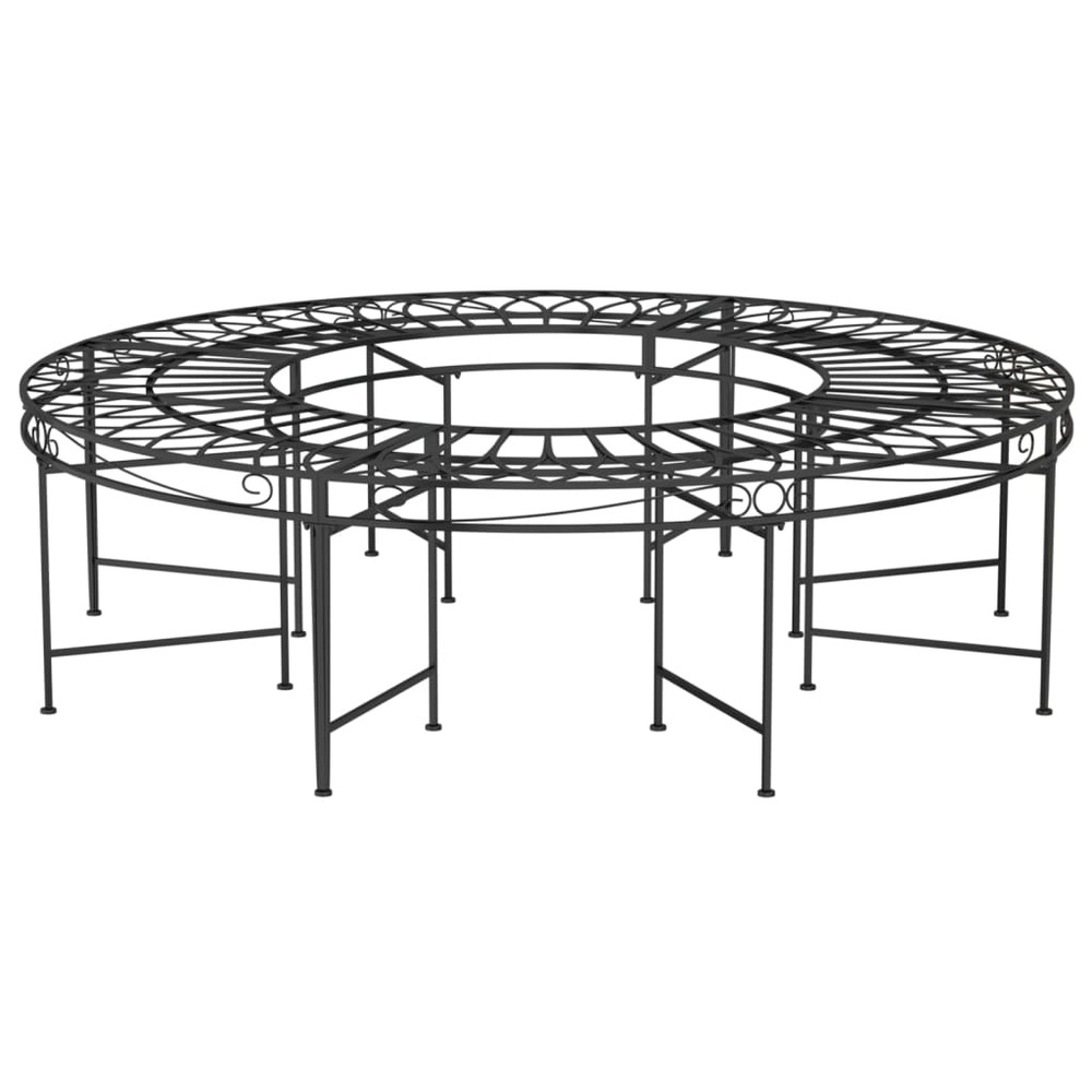 Banc de jardin meuble de patio d'extérieur terrasse circulaire tour d'arbre diamètre 160 cm noir acier