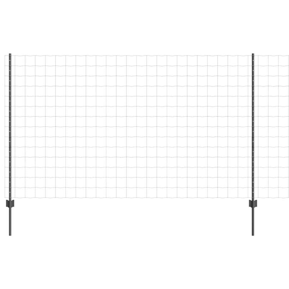 Clôture avec poteau gris 1,4 x 10 m acier et pvc