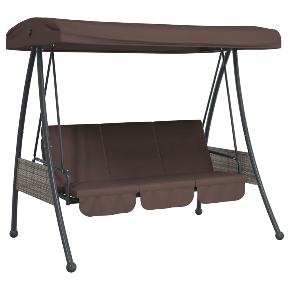 Balancelle de jardin avec auvent réglable marron café acier