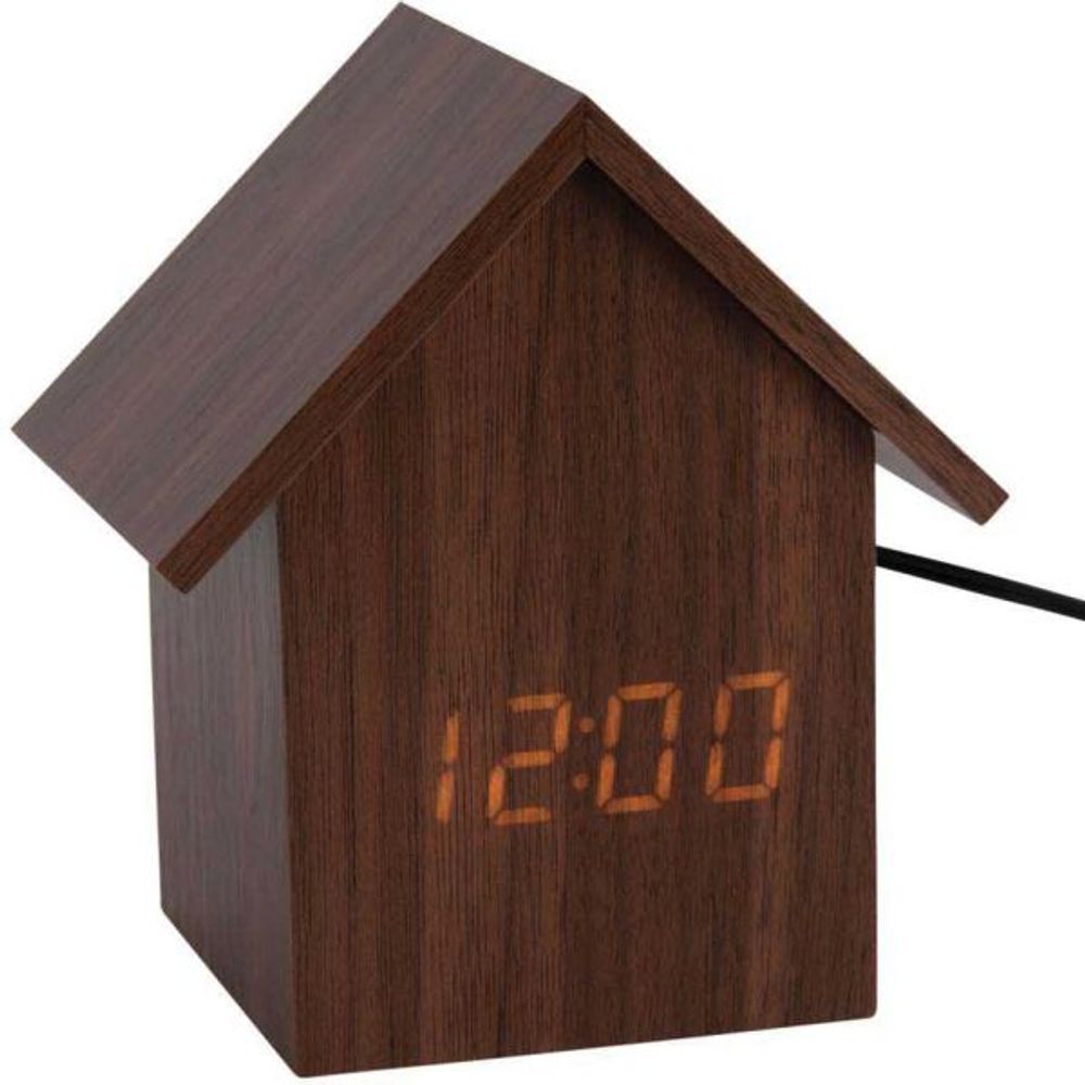 Réveil led en bois house bois foncé