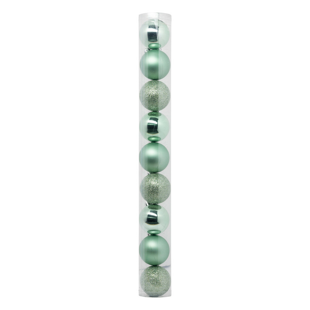 Déco de sapin lot de 9 boules de noël d 6 cm - vert amande