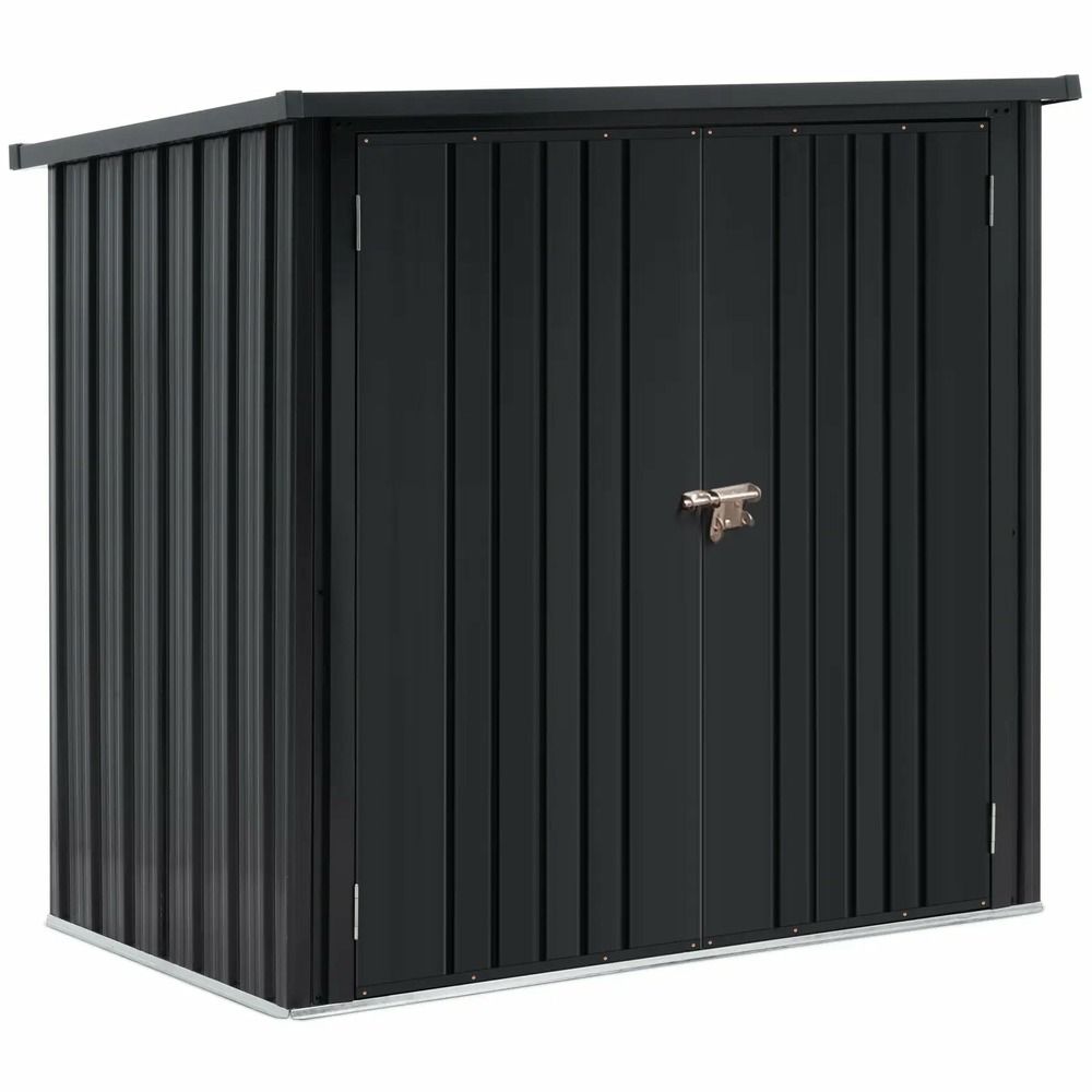 Abri de jardin cabane cabanon en métal 145 x 86 x 135 cm acier inoxydable acier galvanisé noir