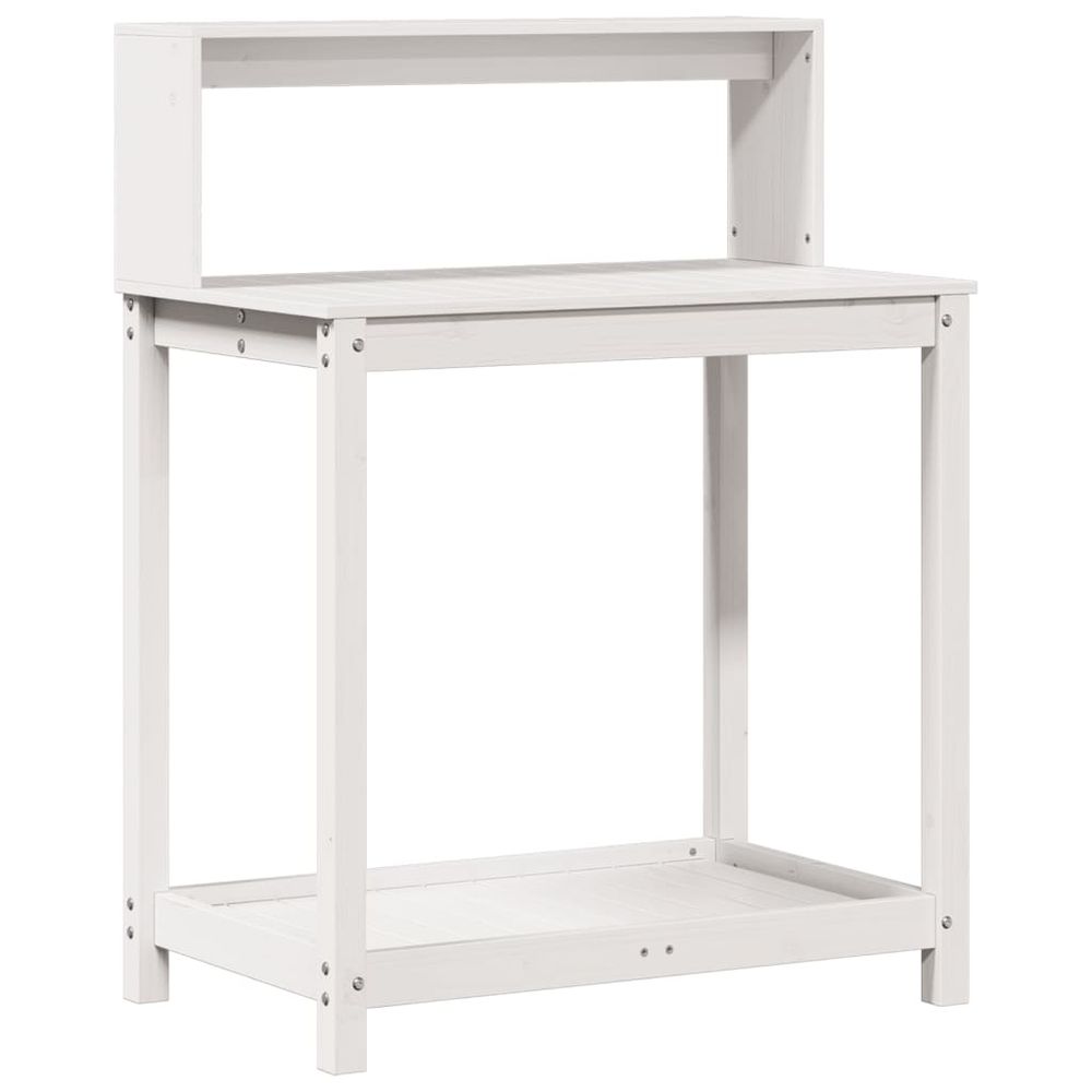 Table de rempotage avec étagères blanc bois massif de pin