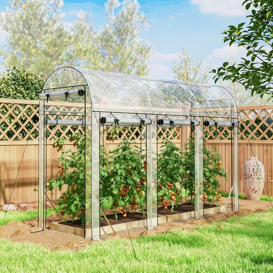 Serre tunnel de jardin acier galvanisé 3 m² transparente 295 x 100 x 197 cm 8 portes - comfortxl outdoor living