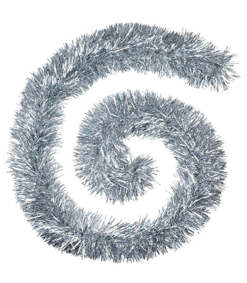 Guirlande de noël boa large 15 cm argent longueur 2 mètres
