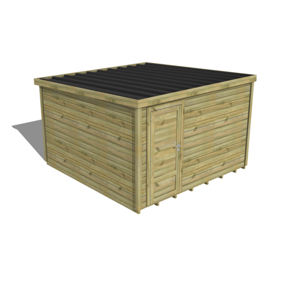 Abri de jardin bois pin traité autoclave 27mm - essentiel - 3,44x3,44m / 12m2 - bac acier - plancher bois