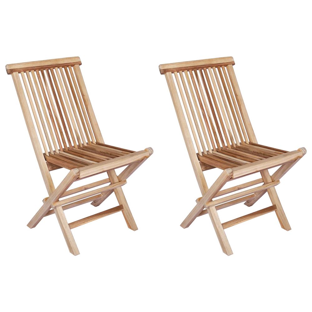 Chaise de jardin pliante 2 pc naturel bois de teck massif