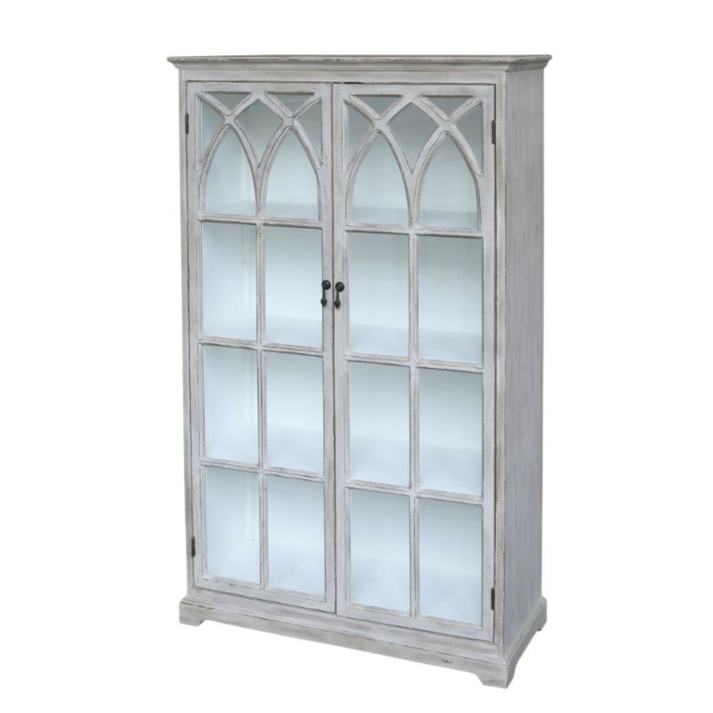 Armoire vitrine en bois de sapin et verre 90 x 37 x 154 cm