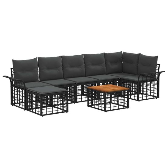 Ensemble de canapés d'extérieur 8 pc noir et gris foncé