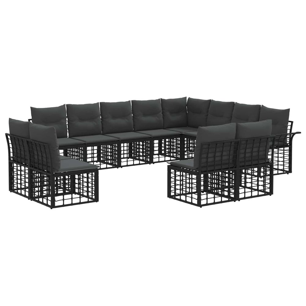 Ensemble de canapés d'extérieur 12 pc noir et gris foncé