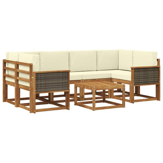 Ensemble de canapés d'extérieur 5 pc naturel et crème