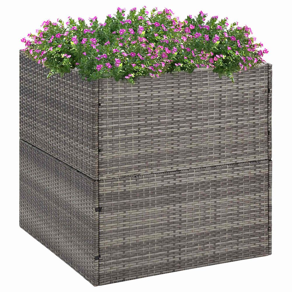 Jardinière haute carrée 80cm en résine tressée pour extérieur gris
