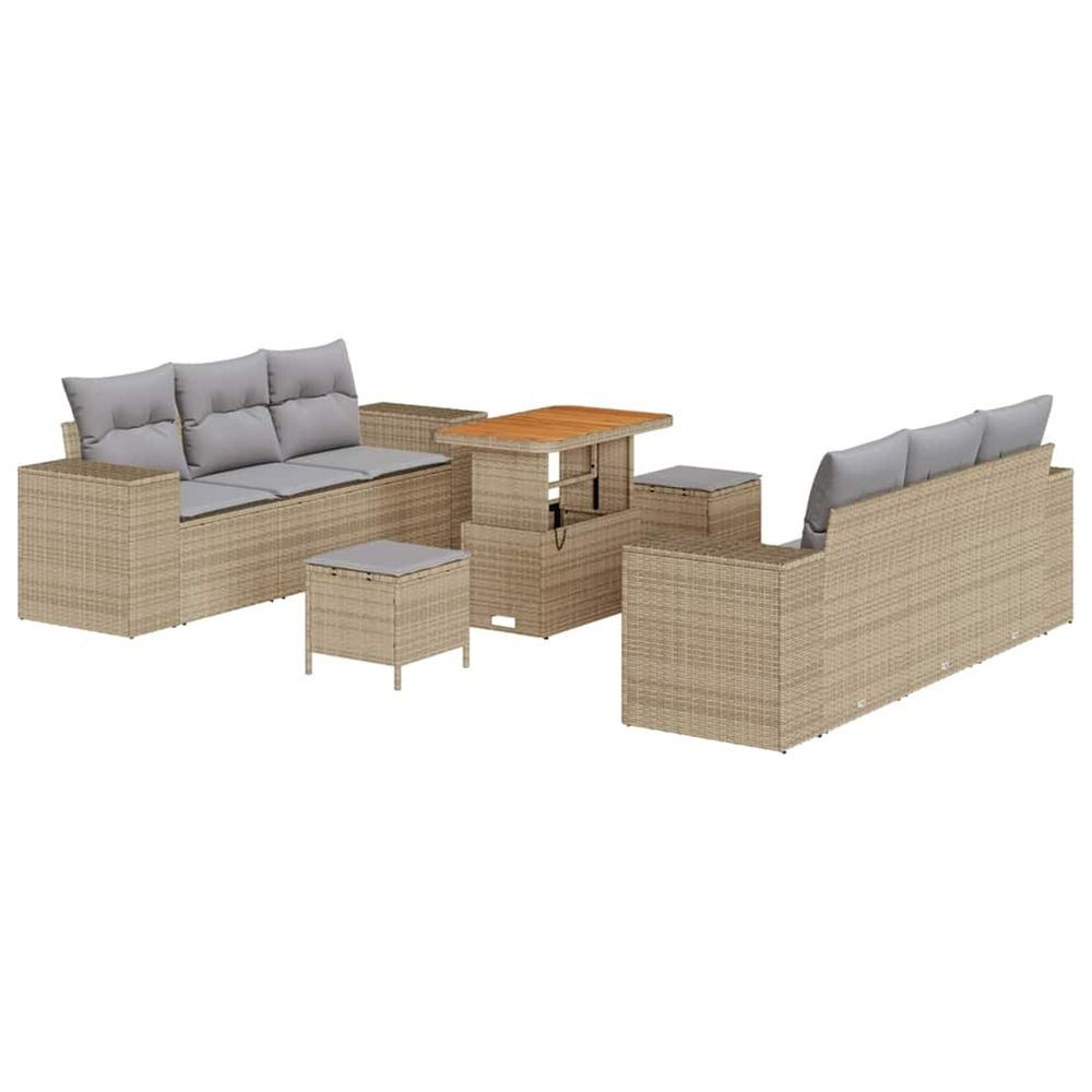 Ensemble de canapé de jardin 9 pc beige poly rotin