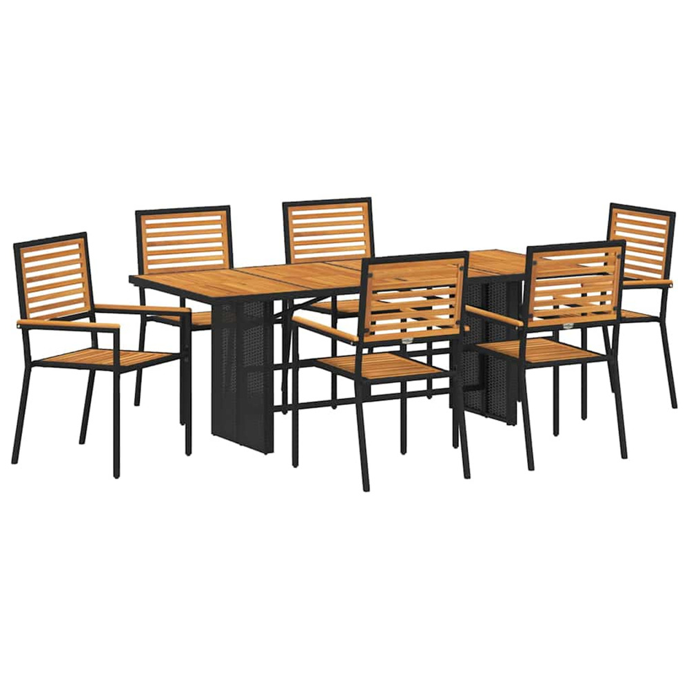 Ensemble de salle à manger pour jardin 7 pcs noir et marron