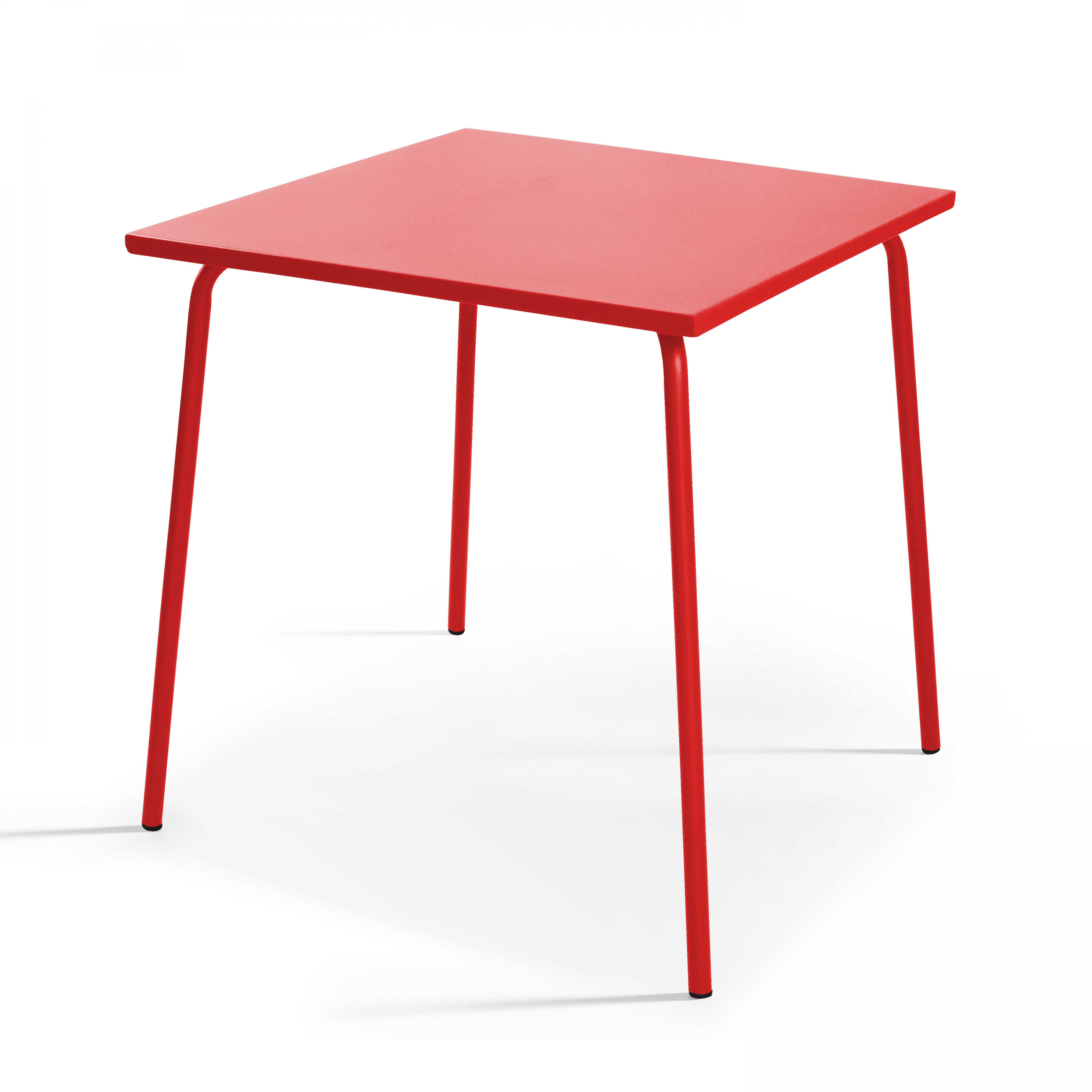 Table carrée bistro acier rouge