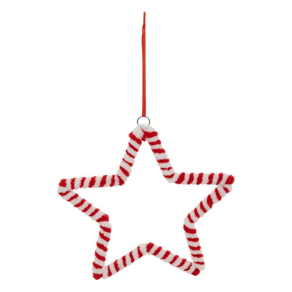 Sujet étoile sucre d'orge textile h.14cm rouge