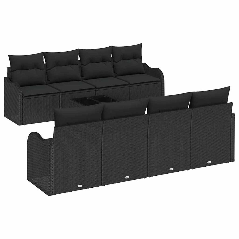 Ensemble de canapé de jardin avec coussin 9 pcs noir